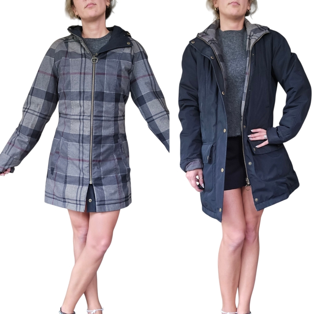 Barbour Westville Reversible Beadnell Tartan Winter Jacket Waxed Parka 6